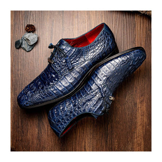 Marco Di Milano Apricena Men's Shoes Genuine Caiman Crocodile Dress Derby Oxfords (MDM1092)-AmbrogioShoes