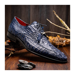 Marco Di Milano Apricena Men's Shoes Genuine Caiman Crocodile Dress Derby Oxfords (MDM1092)-AmbrogioShoes