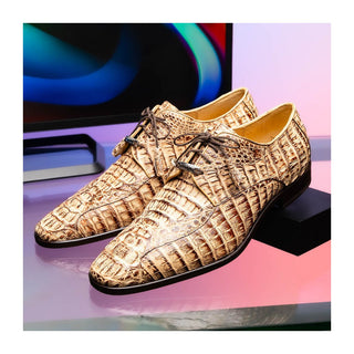 Marco Di Milano Apricena Men's Shoes Genuine Caiman Crocodile Dress Derby Oxfords (MDM1092)-AmbrogioShoes