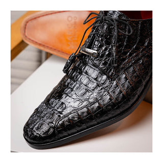 Marco Di Milano Apricena Men's Shoes Genuine Caiman Crocodile Dress Derby Oxfords (MDM1092)-AmbrogioShoes