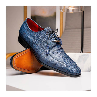 Marco Di Milano Apricena Men's Shoes Genuine Caiman Crocodile Dress Derby Oxfords (MDM1092)-AmbrogioShoes