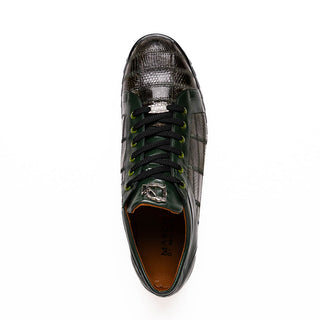 Marco Di Milano Bari Men's Shoes Green Genuine Patchwork Lizard Skin Fashion Sneakers (MDM1143)-AmbrogioShoes