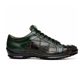 Marco Di Milano Bari Men's Shoes Green Genuine Patchwork Lizard Skin Fashion Sneakers (MDM1143)-AmbrogioShoes