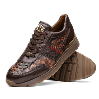 Marco Di Milano Brescia Men's Shoes Genuine Snake Skin / Calf-Skin Leather Sneakers (MDM1124)-AmbrogioShoes