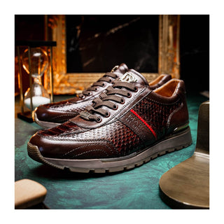 Marco Di Milano Brescia Men's Shoes Genuine Snake Skin / Calf-Skin Leather Sneakers (MDM1124)-AmbrogioShoes