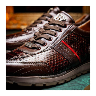 Marco Di Milano Brescia Men's Shoes Genuine Snake Skin / Calf-Skin Leather Sneakers (MDM1124)-AmbrogioShoes