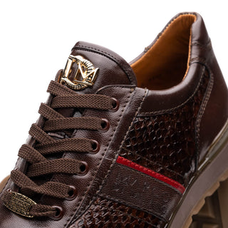 Marco Di Milano Brescia Shoes Brown Genuine Snake Skin & Italian Calf Men's Sneakers (MDM1120)-AmbrogioShoes