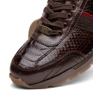 Marco Di Milano Brescia Shoes Brown Genuine Snake Skin & Italian Calf Men's Sneakers (MDM1120)-AmbrogioShoes