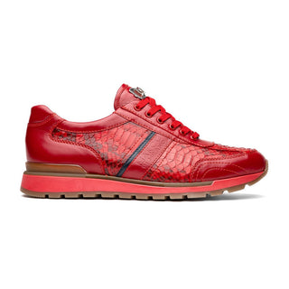 Marco Di Milano Brescia Shoes Red Genuine Snake Skin & Italian Calf Men's Sneakers (MDM1123)-AmbrogioShoes