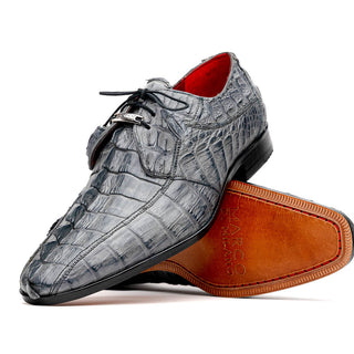 Marco Di Milano Cancun Men's Shoes Gray Exotic Hornback Crocodile Skin Derby Oxfords (MDM1003)-AmbrogioShoes