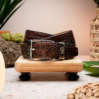 Marco Di Milano EST 100 Genuine Exotic Crocodile Men's Belts (MDMB1021)-AmbrogioShoes