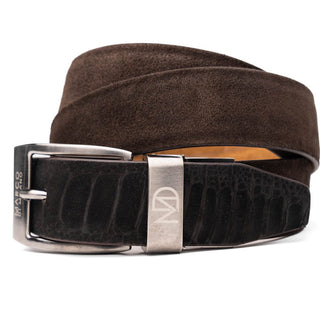 Marco Di Milano EST 302 Genuine Ostrich Leg / Suede Leather Men's Belts (MDMB1043)-AmbrogioShoes