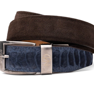 Marco Di Milano EST 302 Genuine Ostrich Leg / Suede Leather Men's Belts (MDMB1043)-AmbrogioShoes