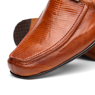 Marco Di Milano Fabro Men's Shoes Cognac Exotic Lizard Horsebit Loafers (MDM1081)-AmbrogioShoes