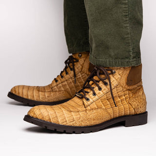 Marco Di Milano Leoni Men's Shoes Oil Orix Genuine Caiman Crocodile Rugged Boots (MDM1089)-AmbrogioShoes