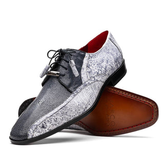 Marco Di Milano Lucca Men's Shoes Exotic Stingray / Ostrich Dress Derby's Oxfords (MDM1105)-AmbrogioShoes