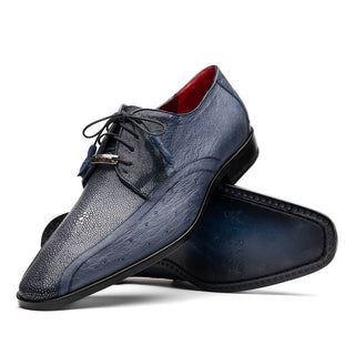 Marco Di Milano Lucca Men's Shoes Navy Exotic Stingray / Ostrich Dress Derby's Oxfords (MDM1105)-AmbrogioShoes