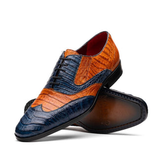 Marco Di Milano Luciano Men's Shoes Exotic Crocodile Classic Wingtip Dress Derby Oxfords (MDM1103)-AmbrogioShoes