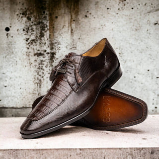 Marco Di Milano Merida Brown Oxfords Lizard & Caiman Crocodile Shoes (MDM1136)-AmbrogioShoes