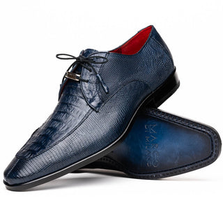 Marco Di Milano Merida Navy Blue Oxfords Lizard & Caiman Crocodile Shoes (MDM1135)-AmbrogioShoes