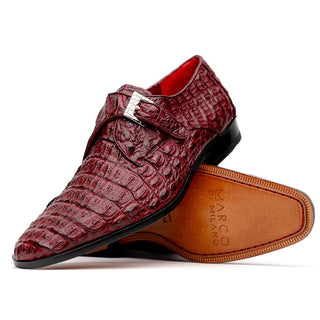 Marco Di Milano Rovigo Men's Shoes Wine Exotic Crocodile Skin Single Monk-Strap Loafers (MDM1000)-AmbrogioShoes