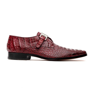 Marco Di Milano Rovigo Men's Shoes Wine Exotic Crocodile Skin Single Monk-Strap Loafers (MDM1000)-AmbrogioShoes