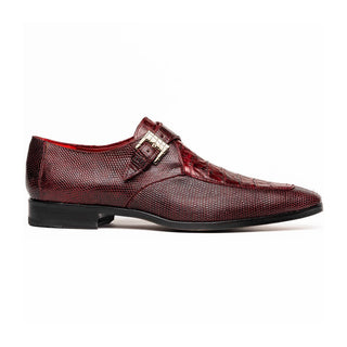 Marco Di Milano Toluca Wine / Burgundy Monk Strap Lizard & Crocodile Shoes (MDM1126)-AmbrogioShoes