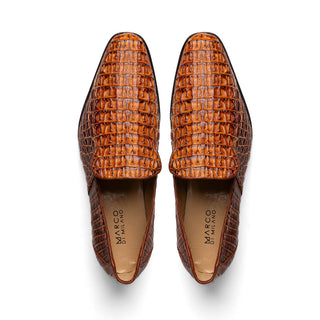 Marco Di Milano Trento Men's Shoes Cognac Genuine Caiman Crocodile Slip-On Loafers (MDM1116)-AmbrogioShoes