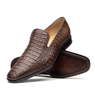 Marco Di Milano Trento Men's Shoes Brown Genuine Caiman Crocodile Slip-On Loafers (MDM1115)-AmbrogioShoes