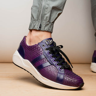 Marco Di Milano Verona Men's Shoes Purple Python / Calfskin Fashion Sneakers (MDM1160)-AmbrogioShoes