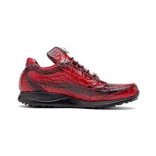 Mauri Bloodshed 8900/2 Men's Shoes Red with Black Finished Exotic Alligator Sneakers (MA5563)-AmbrogioShoes