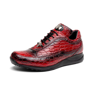 Mauri Bloodshed 8900/2 Men's Shoes Red with Black Finished Exotic Alligator Sneakers (MA5563)-AmbrogioShoes