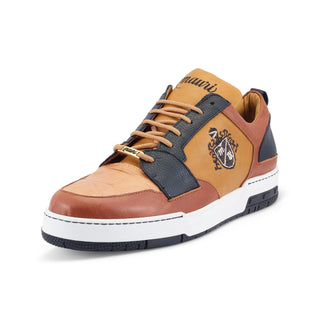 Mauri Crest 8461 Men's Shoes Cognac, Dune & Black Exotic Crocodile / Calf-Skin Leather Casual Sneakers (MA5493)-AmbrogioShoes