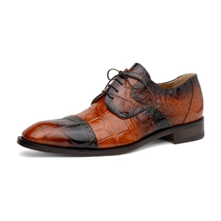 Mauri Flawless 1087/2 Men's Shoes Cognac with T.Moro Finished Exotic Alligator Cap-Toe Derby Oxfords (MA5595)-AmbrogioShoes