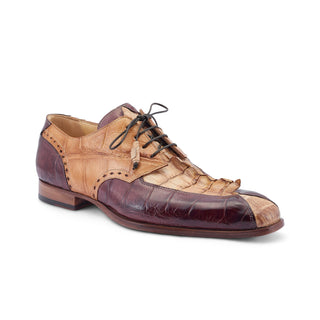 Mauri Groove 3237 Men's Shoes Bone, T.Moro & Brandy Exotic Alligator / Hornback Dress Derby Oxfords (MA5520)-AmbrogioShoes