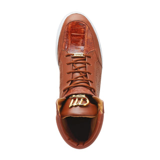 Mauri Hitman 8500 Men's Shoes Cognac Exotic Caiman Crocodile / Nappa Leather High-Top Sneakers (MA5277)-AmbrogioShoes