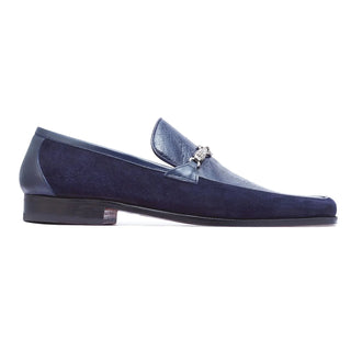 Mauri Priest 4800 Men's Shoes Wonder Blue Ostrich Leg / Suede / Calf-Skin Leather Horsebit Loafers (MAS5259)-AmbrogioShoes