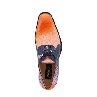 Mauri The Rev 3265 Men's Shoes Pink, Orange & Wonder Blue Exotic Alligator Dress Derby Oxfords (MA5531)-AmbrogioShoes