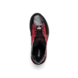 Mauri 8804-7 Men's Shoes Black & Red Exotic Multi Materials Casual Sneakers (MA5578)-AmbrogioShoes