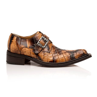 Mauri Wanted 44166/2 Men's Shoes Exotic Alligator Single Monk-Strap / Derby Loafers (MA5639)-AmbrogioShoes