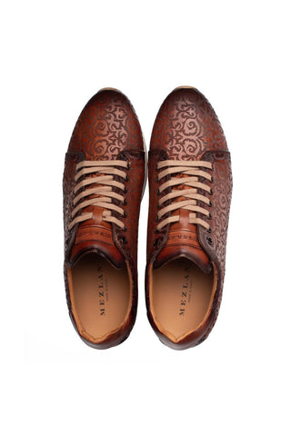 21577 Portico Laser-Embossed Leather Sneaker (MZ3898)-Dellamoda
