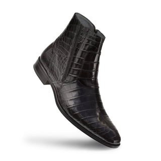 Mezlan 3663-J Belucci Black Exotic Alligator Zipper Boots (MZ3699)-AmbrogioShoes