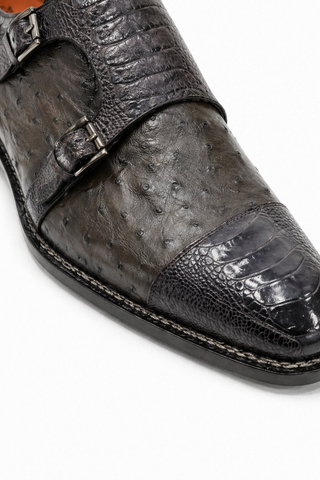 Mezlan 4957-SP Ostrich & Crocodile Double Monk-Strap-AmbrogioShoes