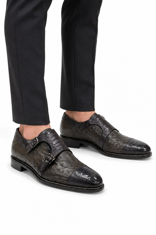 Mezlan 4957-SP Ostrich & Crocodile Double Monk-Strap-AmbrogioShoes