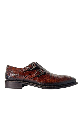 Mezlan 4990-F Sport Brown Exotic Crocodile-Skin Double Monk-Straps Loafers (MZ3671)-AmbrogioShoes