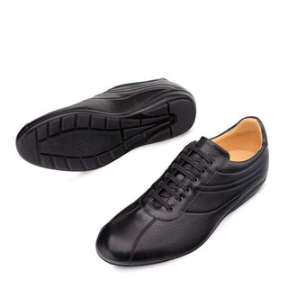 Mezlan Luka Men's Designer Shoes Black Calf-skin Leather and Deer Skin Sneakers 9079 (MZ3009)-AmbrogioShoes