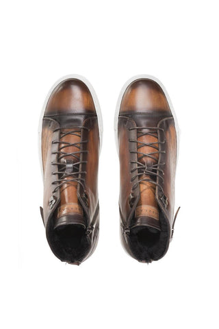 Mezlan A20044 Patina Leather Etched Hi-Top Sneakers (MZ3415)-AmbrogioShoes