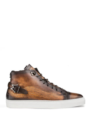 Mezlan A20044 Patina Leather Etched Hi-Top Sneakers (MZ3415)-AmbrogioShoes