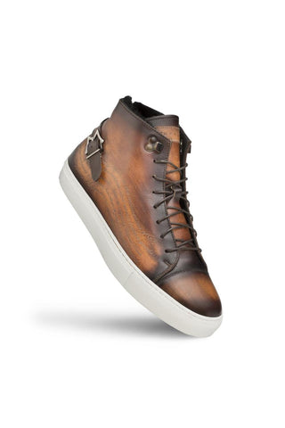 Mezlan A20044 Patina Leather Etched Hi-Top Sneakers (MZ3415)-AmbrogioShoes