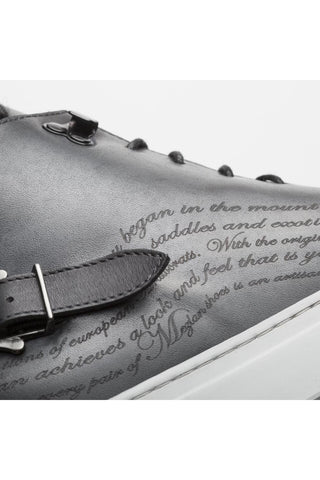 A20044 Patina Leather Etched Hi-Top Sneakers (MZ3415)-Dellamoda